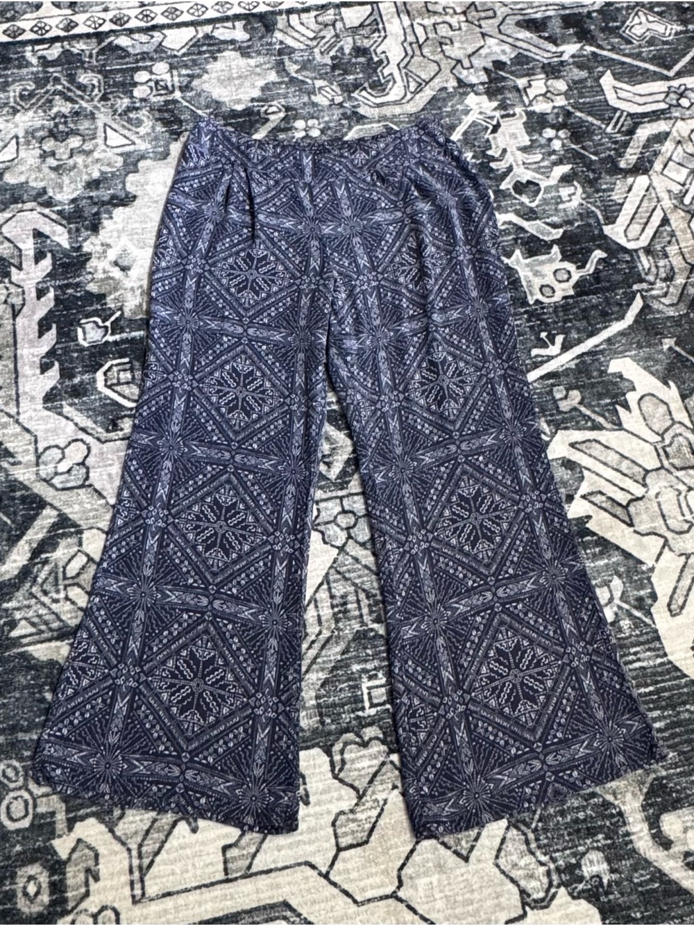 Navy Blue & White Wide-Leg Palazzo Pants Size 14/16